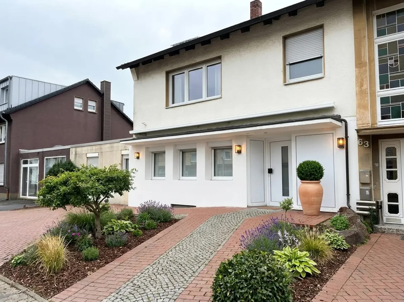 Eingang der Wohnungen in der Amtsstraße in Hamm-Heessen, Hausnummer 63